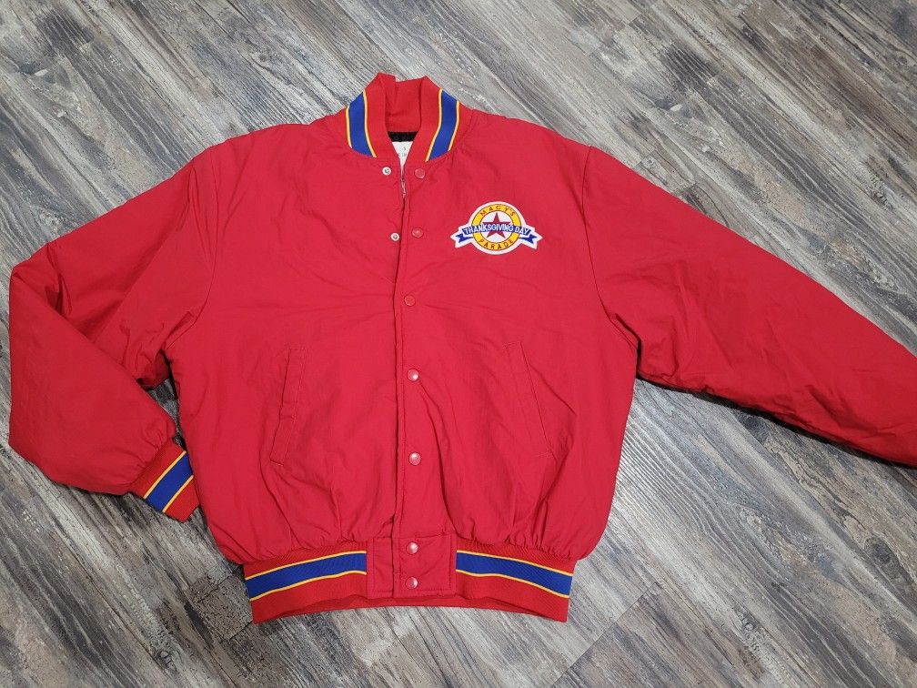 Vintage Macys Thanksgiving Day Parade Red Jacket Performance Team Bomber Coat Sz S