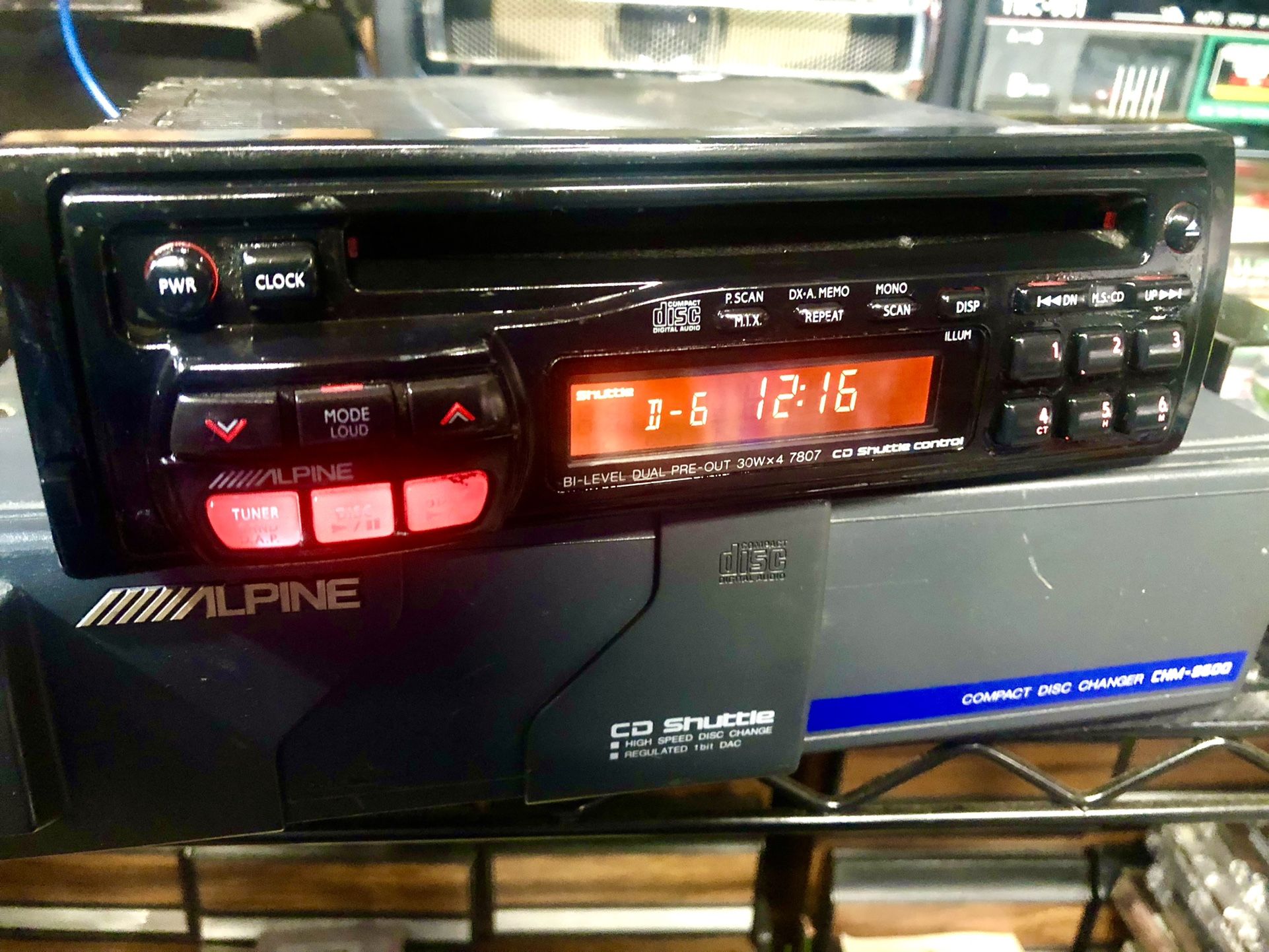 Vintage Alpine 7807 CD Player Car Audio Head Unit With 6 Cd Changer