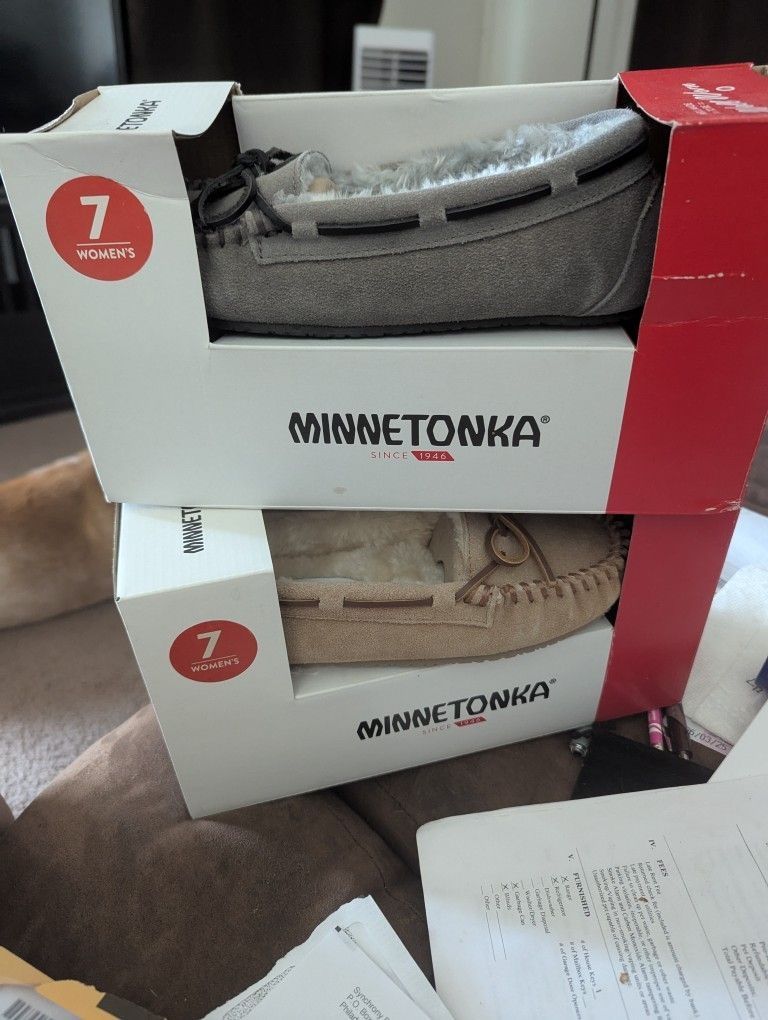 2 Minnetonka slippers