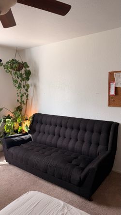 Mid-Century Modern Tufted Sofa – Navy Blue, 78.5” – Great Condition