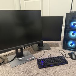 Gaming PC Setup + Dual ASUS Monitors 