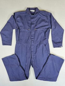 Key Industries Men Navy Blue Cotton Blend Coveralls