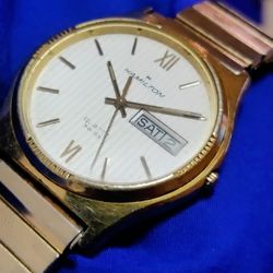 Hamilton 8640 Swiss Day Date Men’s Watch Gold Tone