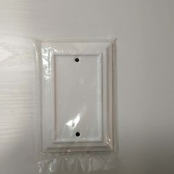 Glossy White Plastic Blank Wall Plate Cover Rectangular Traditional Screw Mount