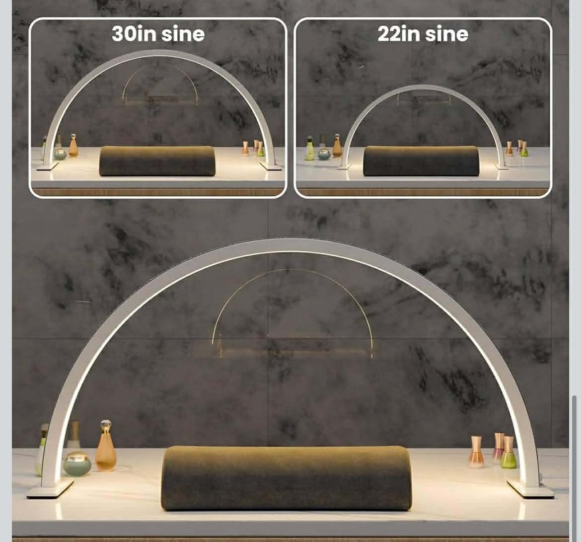 Half Moon Nail & Lash Light - 22In Wide Desk Lamp, 3 Color Temperatures 3000k-6500k, White