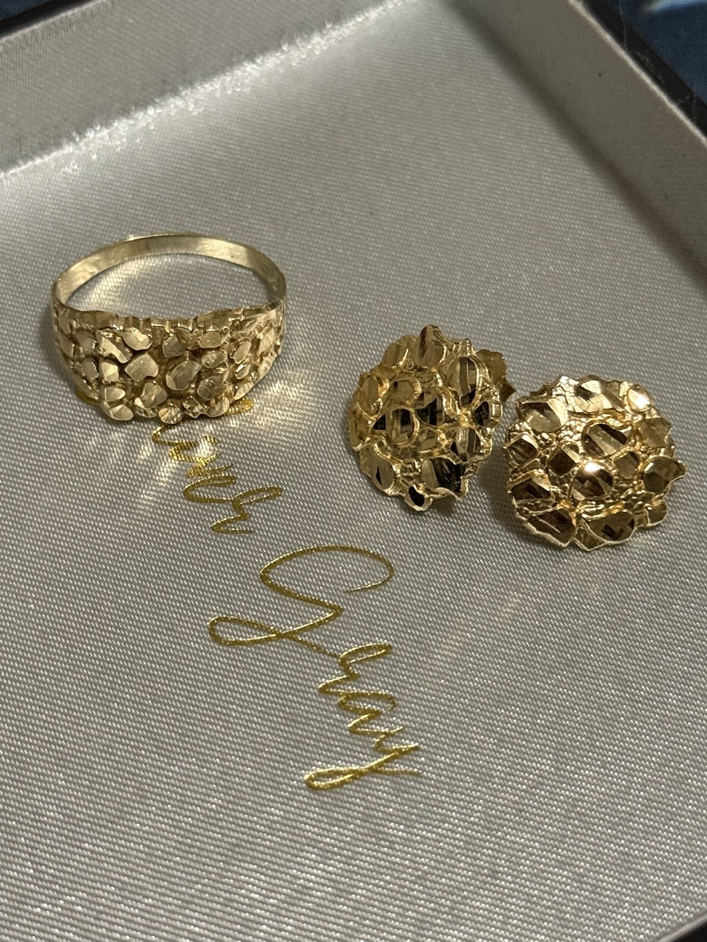 Gold Nugget Ring/Earrings