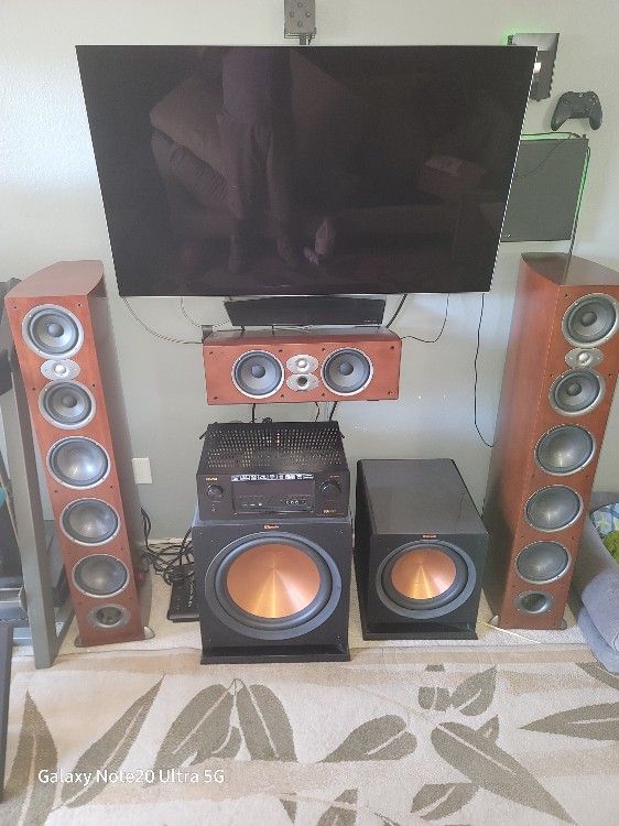 Polk Audio And Klipsch home Theater Audio Setup