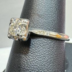 14k solid white gold 0.55CTW Diamond Engagement ring size 9