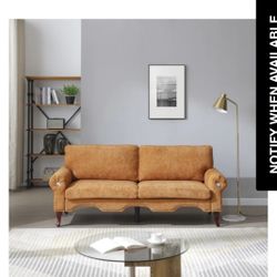 80-Inch Modern Linen 3 seat Sofa with Wooden Legs & Crystal button and Copper Nail, Tufted Backrest