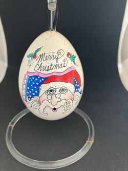 Merry Christmas Santa Egg Ornament