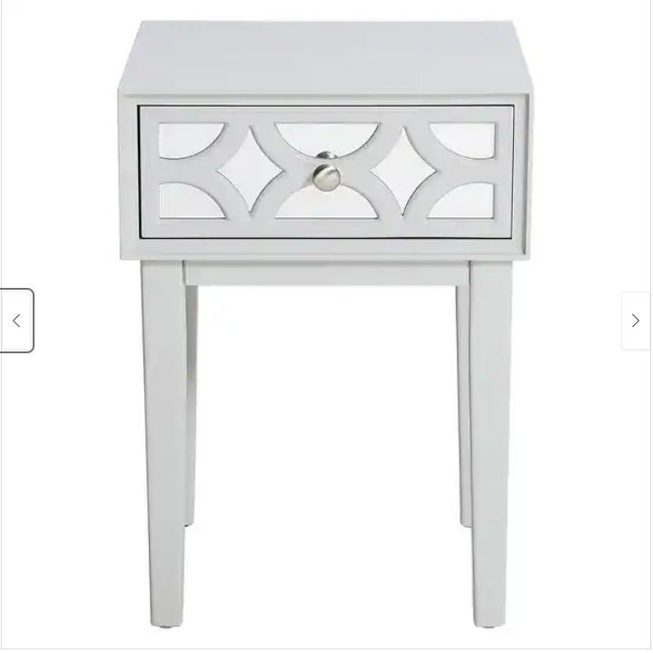 COZAYH Light Grey Contemporary Mirror Front 1-Drawer Nightstand