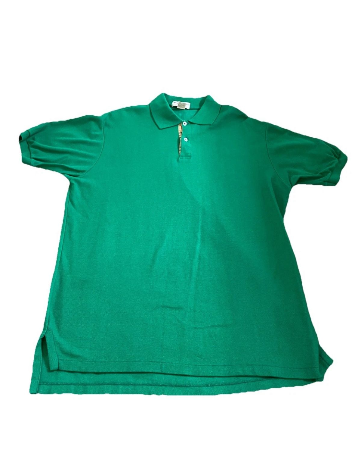 Men’s Vintage Made In USA Burberry Green Polo Shirt Size L
