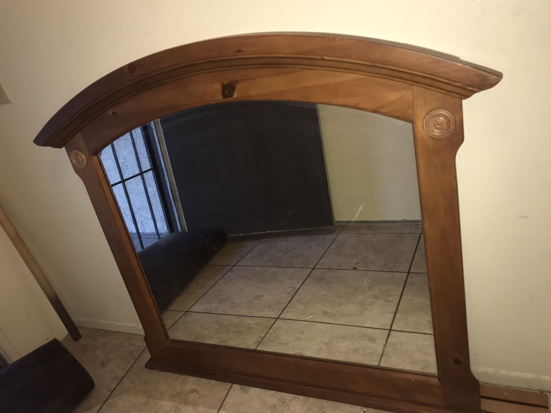 Large dresser mirror solid wood frame