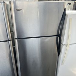 Silver Frigidaire Apt Size Top Freezer Stainless Steel Fridge 