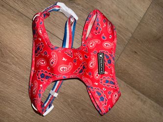 New Frenchie Bulldog Red White & Paisley Duo Reversible Dog Harness size Large