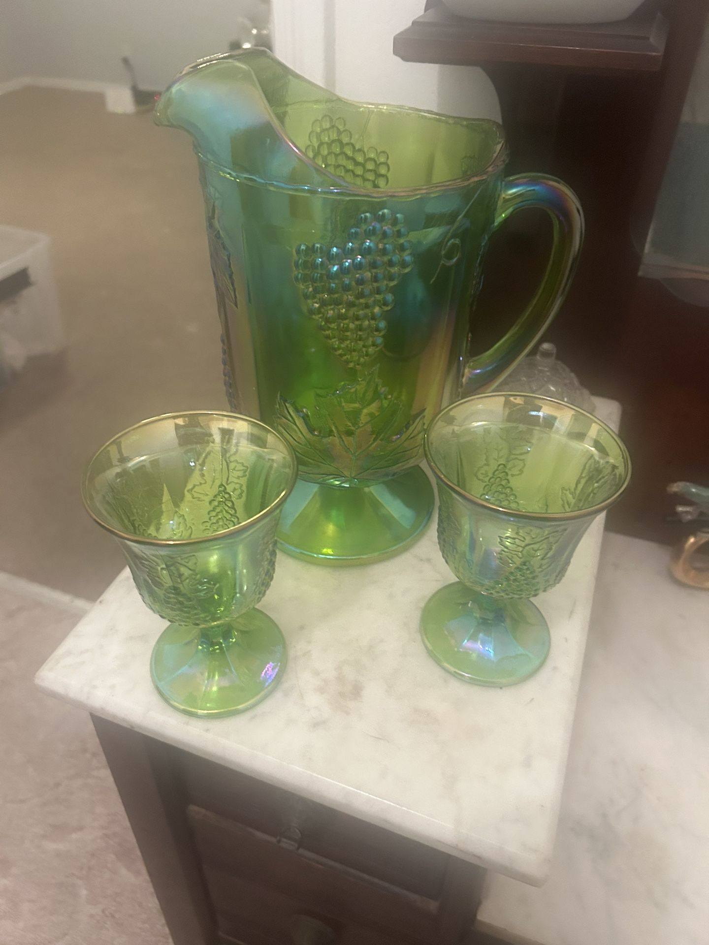 Carnival Glass Pitcher set