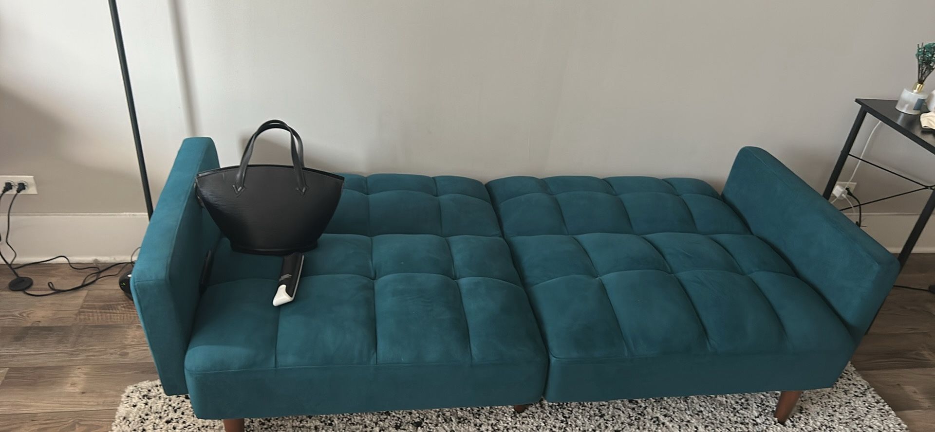 Futon Sofa Bed 76.8” Couch - Cloud Gray, Faux Leather