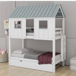 Bunk bed with trundle and mattresses