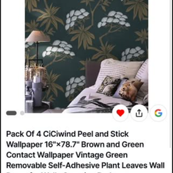 Pack of 4 16” x 78.7” Vintage Brown & Green Wallpaper