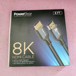 PowerBear 8K HDMI 2.1 Cable 6 ft | 48Gbps Ultra High Speed 4K@120Hz Braided Cord 144Hz 8K@60Hz, eARC, Dynamic HDR 10,for Laptop, Monitor, PS5, PS4