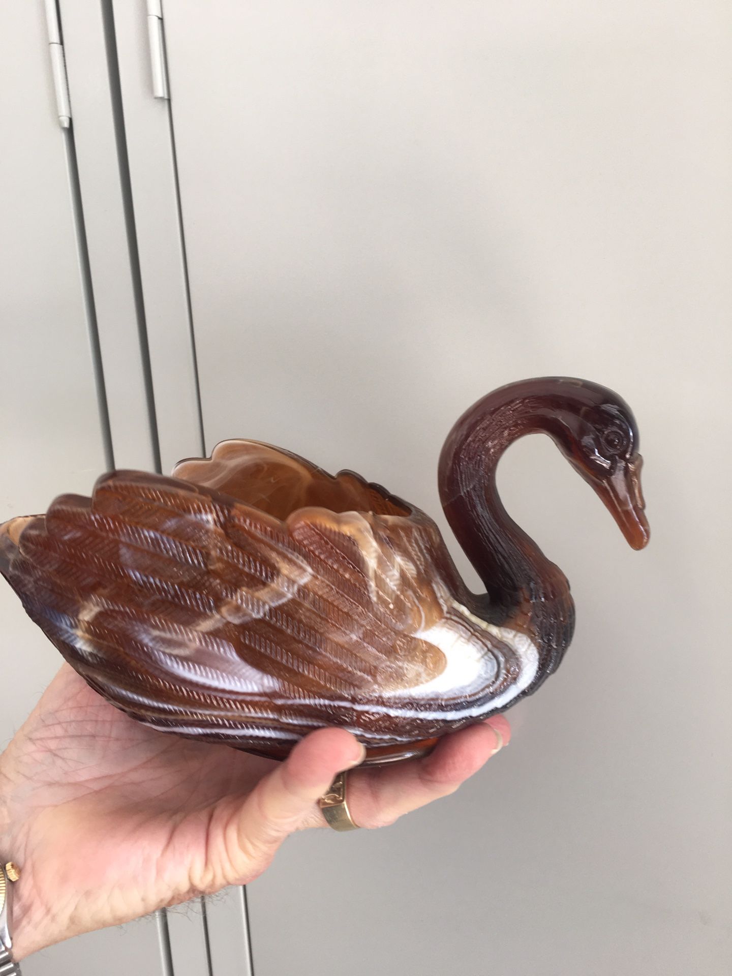 Slag Glass Swan