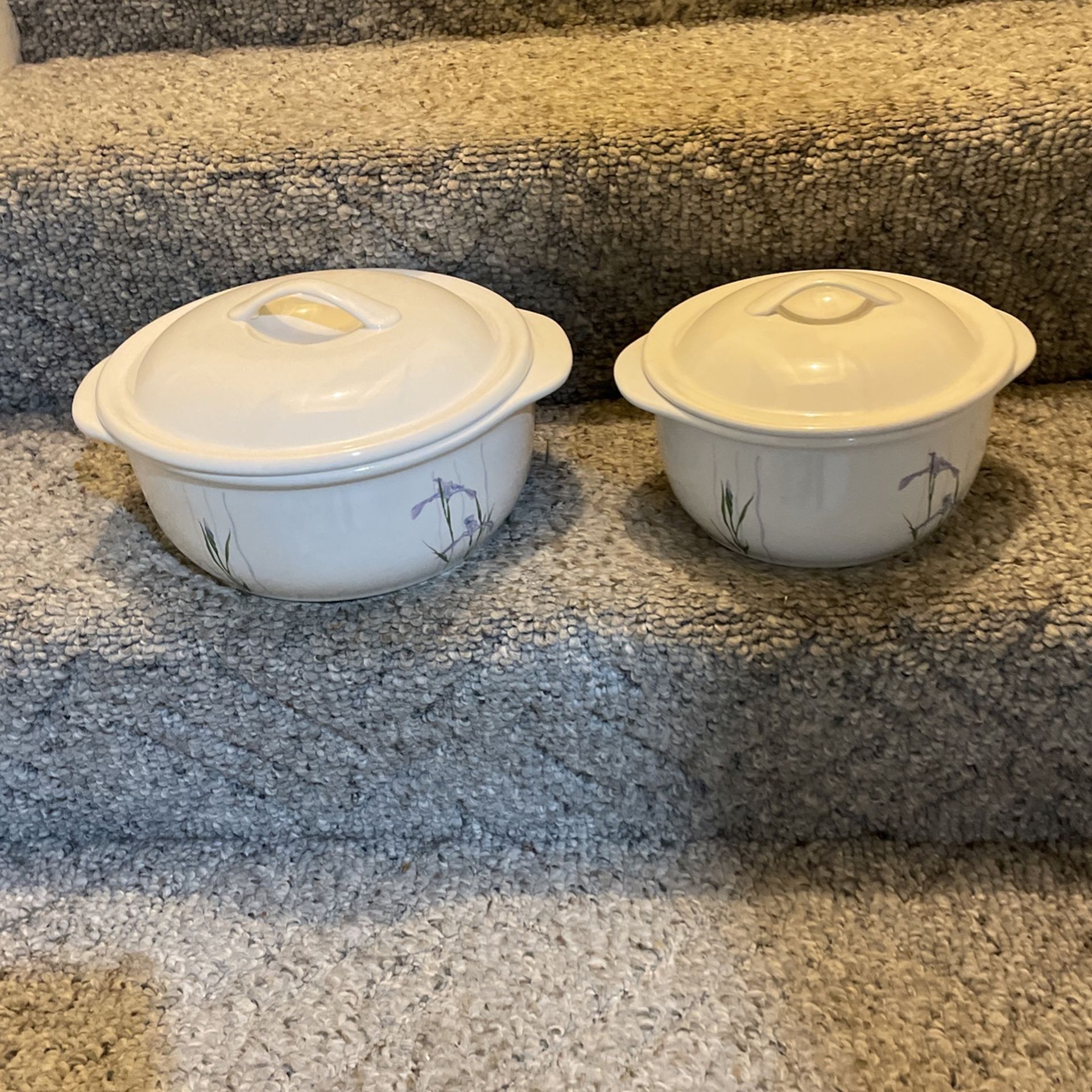 2 Stoneware Corelle Bowls With Lids (new)microwave& Oven Safe