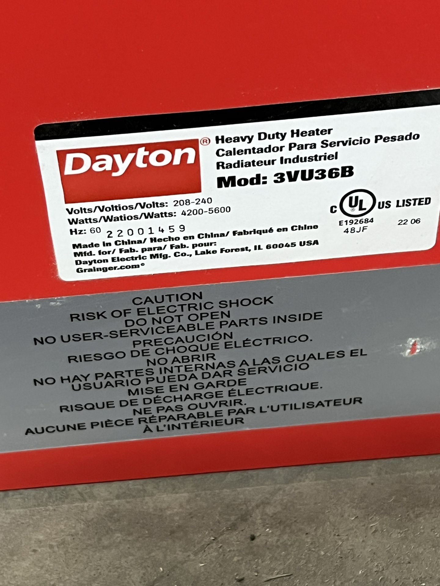 Dayton Heavy Duty Heater