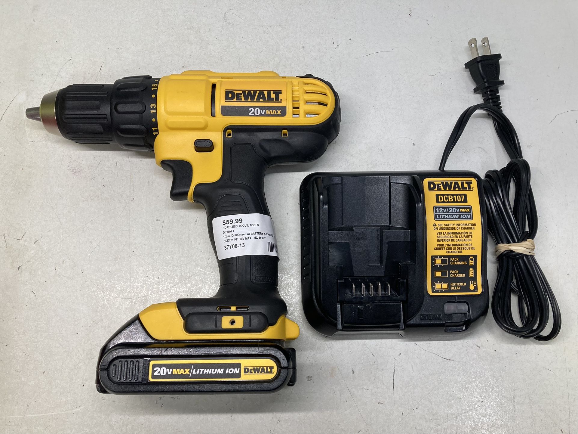 DEWALT DCD771 20V MAX CORDLESS 1/2in. Drill/Driver