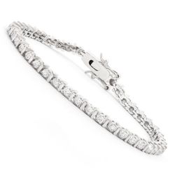 0.16 Ctw Natural Diamond Rhodium Plated Designer Bracelet $1,795!