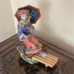 Lovely Antique 10 Inch Asian Handmade Figurine Bracelets Fabulous Colorful Marked Signed