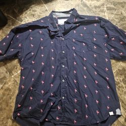 Free Planet Men’s Flamingo Graphic Short Sleeve Button Up Shirt Size 3x