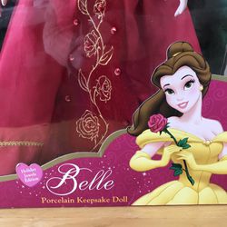 Disney Belle Porcelain keepsake brass key Red Dress
