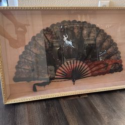 Vintage fan framed art 