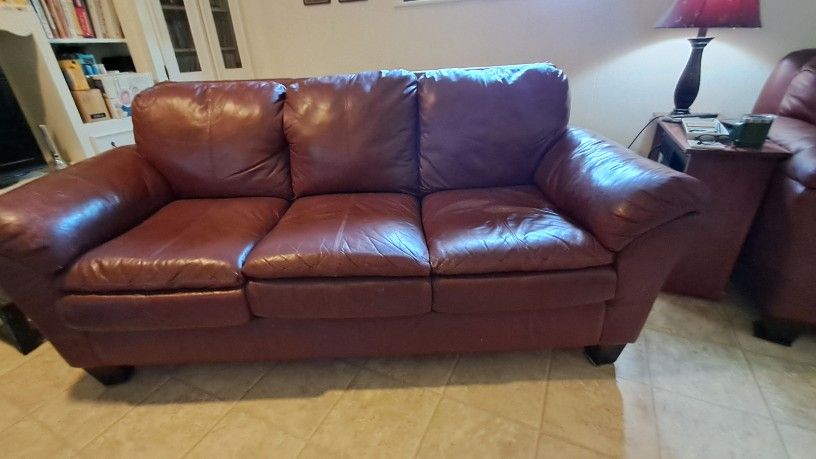 4 piece genuine leather burgundy furniture