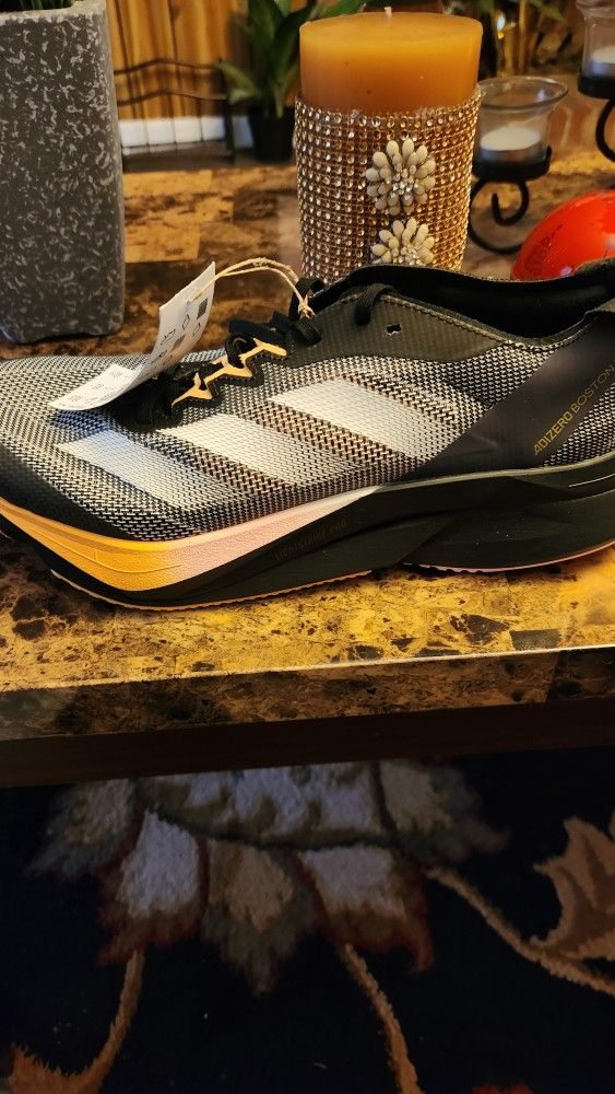 Adidas Adizero Boston 12 Black/Orange Womens Size 8.5 or Men's Size 7 New IF9221