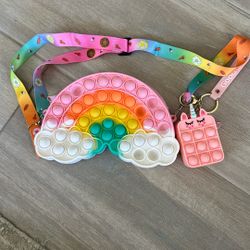 Rainbow Pop It Purse And Keychain 