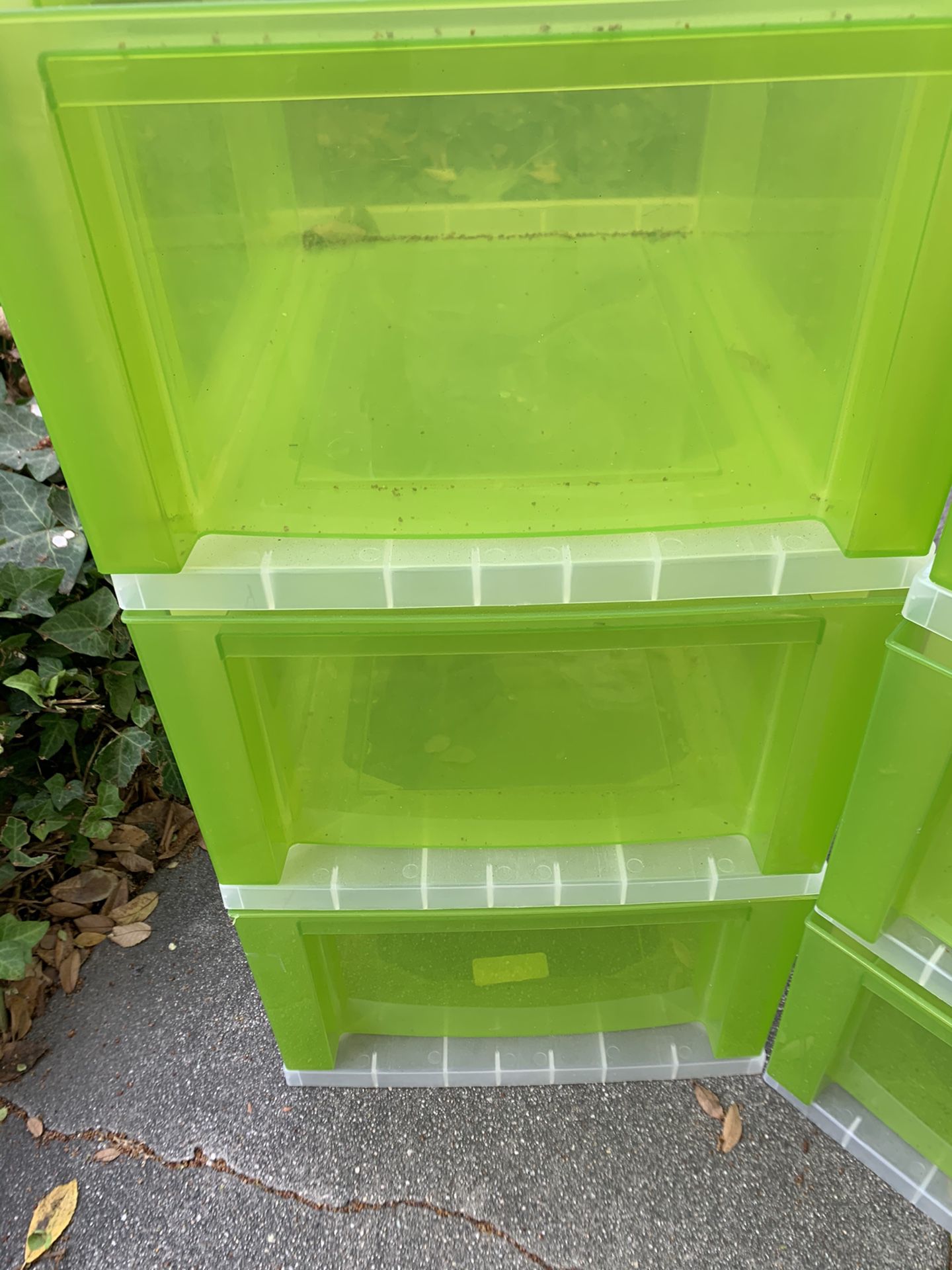 Three Drawer plastics containers with wheels TWO SETS