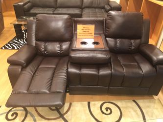 Dark Brown Bonded Reclining Leather Sofa Loveseat and Chair set