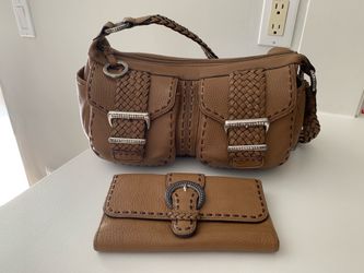 Brighton pebbled leather shoulder bag and wallet set