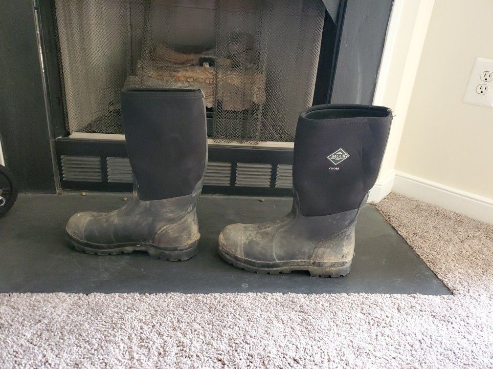 Muck Boots Chore Work Boots Size 14 Used Black Hunting Fishing Construction