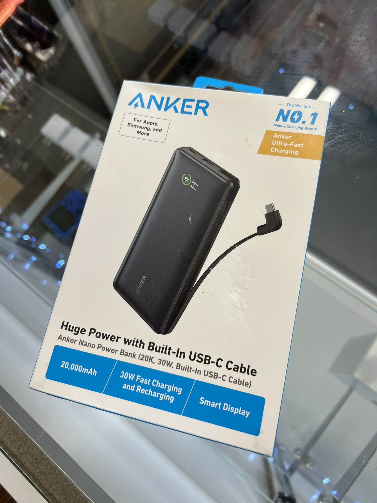 Anker Nano Power Bank (30W, Built-In USB-C Cable)