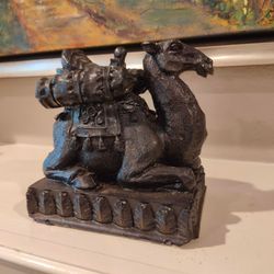 Bronze Look Camel Figurine Decor With Pack Saddle Vintage Style