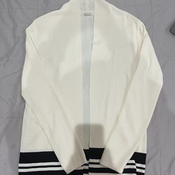 White With Black Strips Cardigan