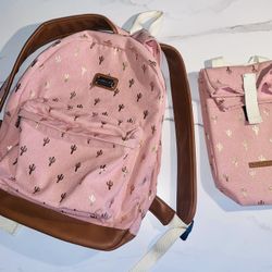 Pink Backpack and Lunch Bag Cooler Set Madden Girl 