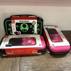 Nintendo Switch Travel Case Glow Mario PDP Black Green Pink Lot Of 3