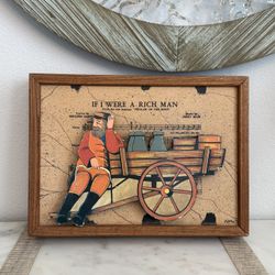 Vintage Wood Framed 3D Tevye from the musical "Fiddler on the Roof" Wall Decor 