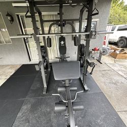 Vesta Fitness Smith Machine 2001 w/Bench Attachment | 230lb Bumpers Weights | 7ft Olympic Bar | Fitness | Gym Equipment | FREE DELIVERY 🚚 