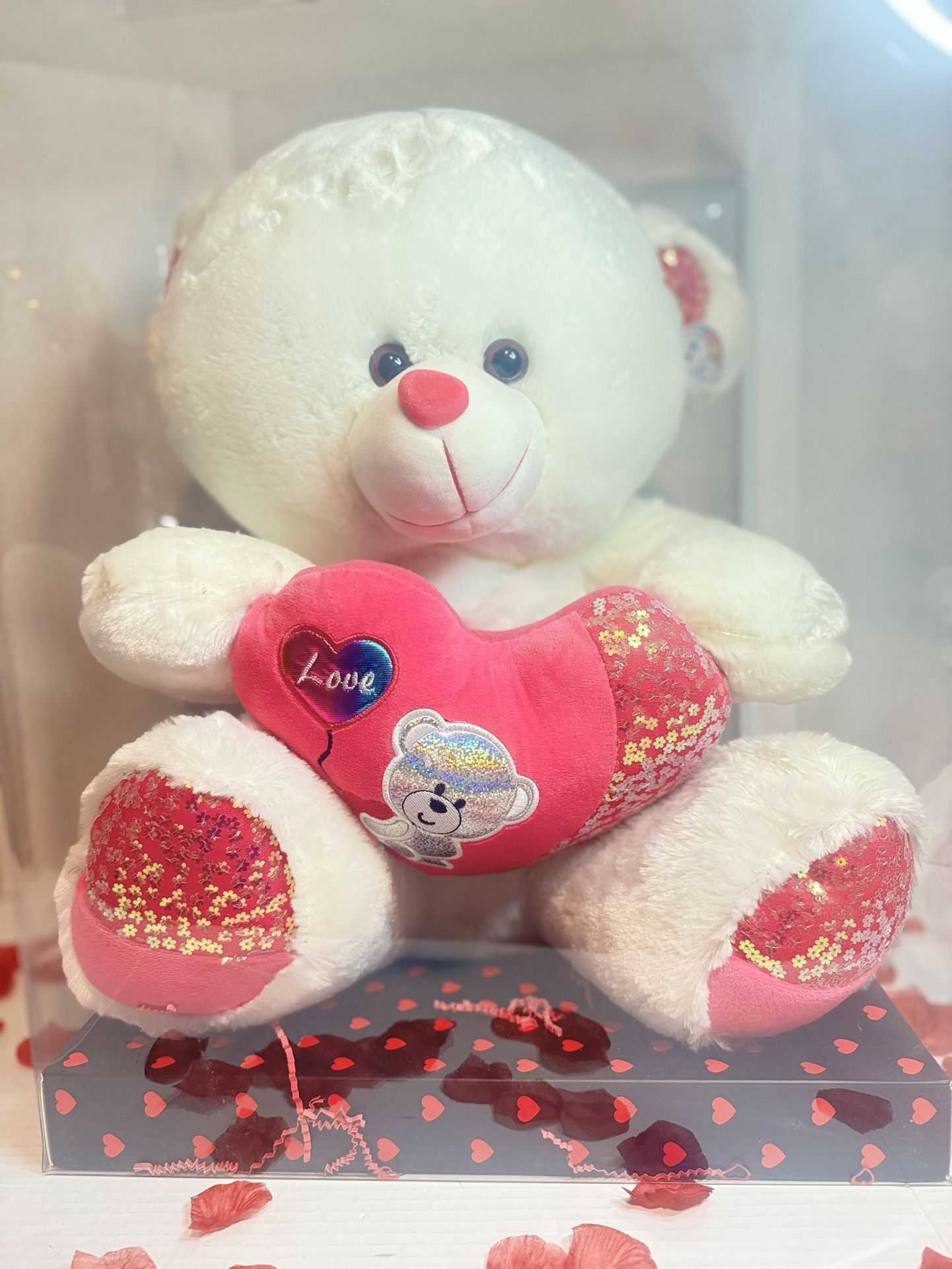 Large Valentines Teddy Bear With Pink Love Heart