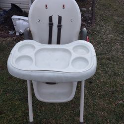 Large Highchair With Flower Covered Seat, On Wheels 