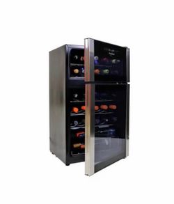 29 Bottle Dual Zone Wine Cooler, Black, 3 cu. ft.. (86L) Freestanding Wine Fridge